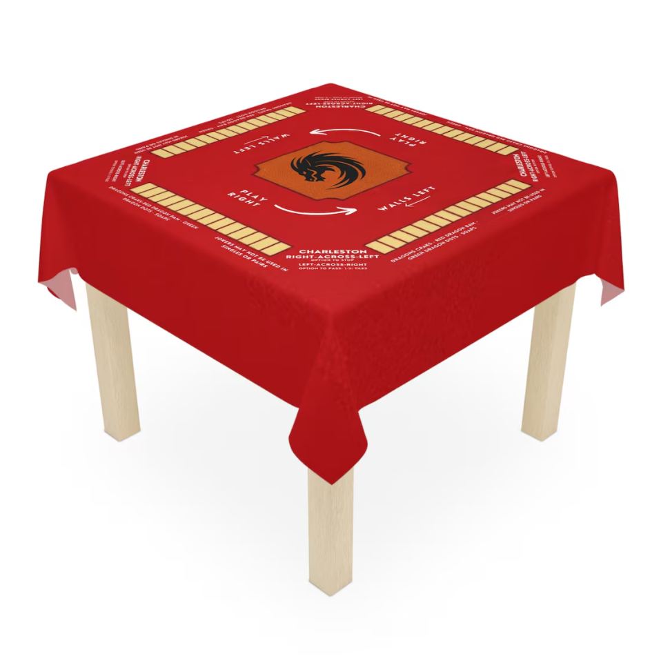 Mahjong with Rules and Instruction Tablecloth | Easy for Beginners | 55.1 x 55.1 Size