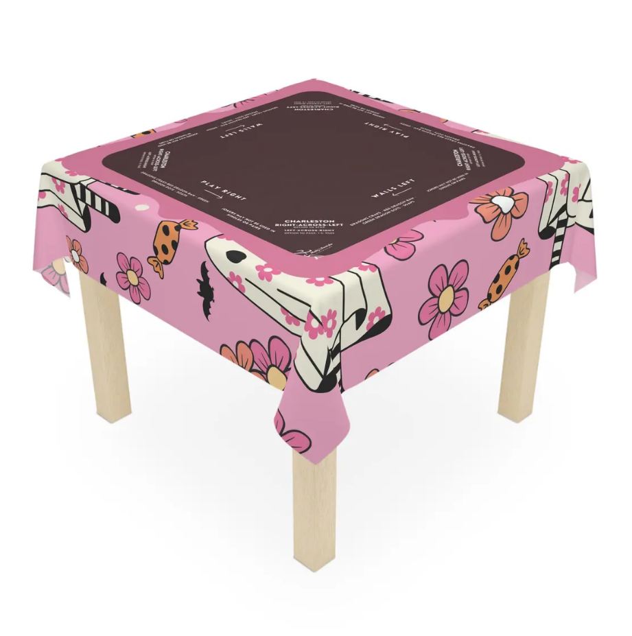 Mahjong Tablecloth with Rules, Halloween Mahjong Instructional Tablecloth - Halloween Parties