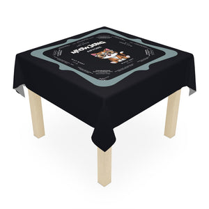 Cute Kitten Blue Rim Mahjong Tablecloth with Instructions - Perfect for Mahjong Lovers