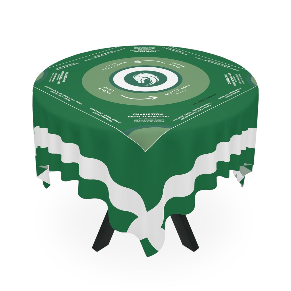 Handmade Green and White Mahjong Tablecloth - Perfect for Game Nights