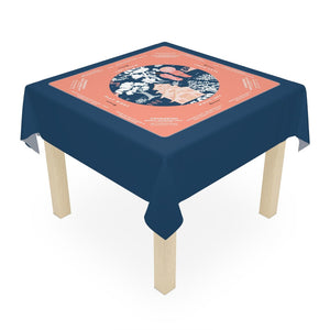 Elegant Navy and Pink Floral Mahjong Tablecloth - Perfect for Mahjong Enthusiasts, Teams, and Lovers