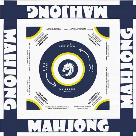 Blue/Yellow Design With Instructions-easy-to-follow mah-jong tablecloth