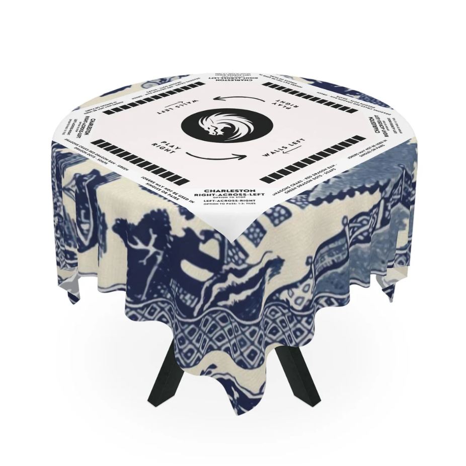 Modern Zen Mahjong Tablecloth with Instructions - Mah jongg Table cover Size 55 x 55, great for beginners learning how to play