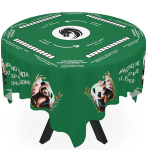 Personalized Panda designed Mahjong Tablecloth  Easy-to-Follow Rules and Instructions  55.1 x 55.1 Size