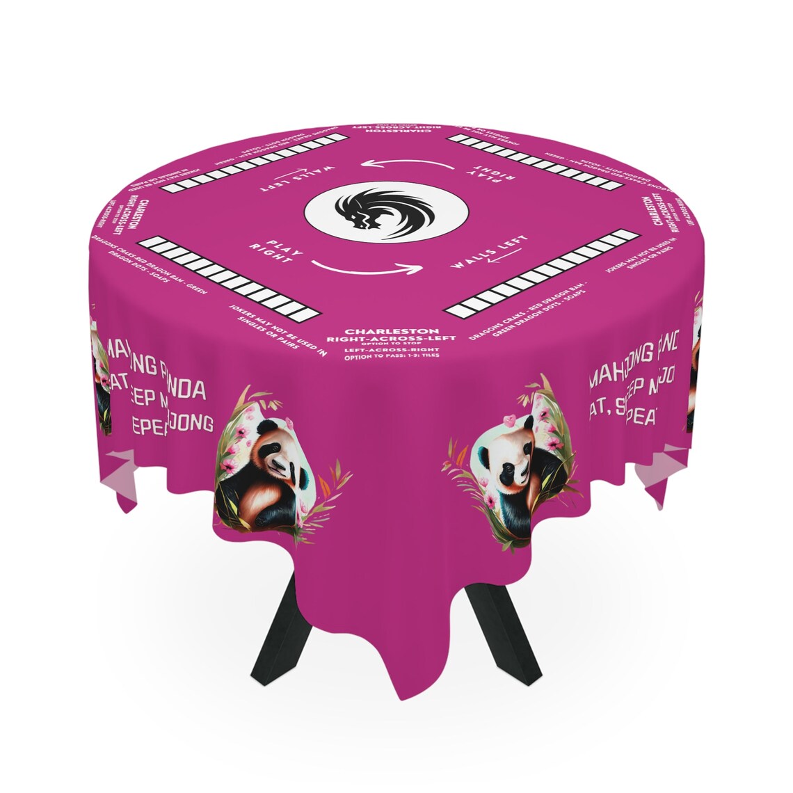 Customizable Panda Mahjong Tablecloth Easy-to-Read Instructions