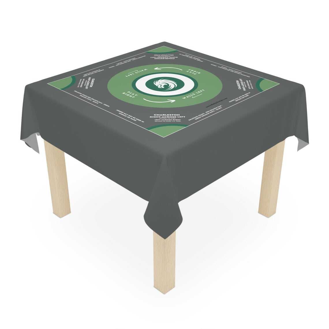 Elegant Grey and Green Mahjong Tablecloth - Premium Quality