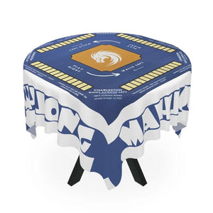 White blue with instructions-easy-to-follow mahjong tablecloth