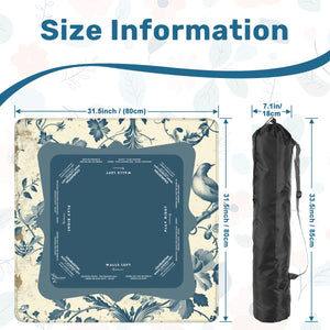 Blue Floral Mahjong Mat 31.5 x 31.5 - For Enhancing Game Night Experience