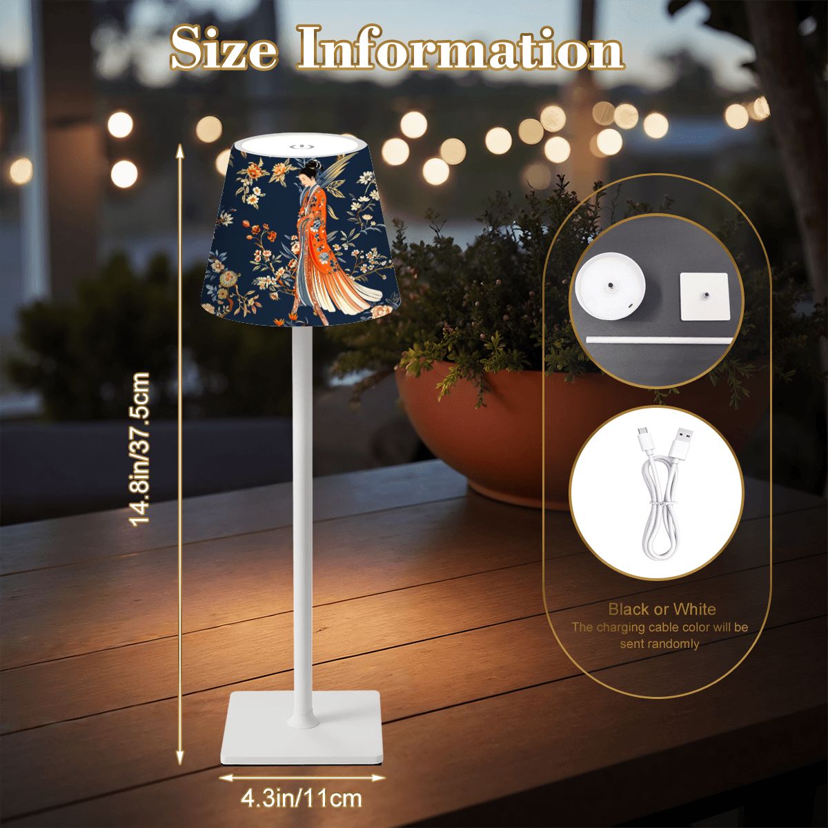 Rechargeable Asian-Inspired Accent Lamp