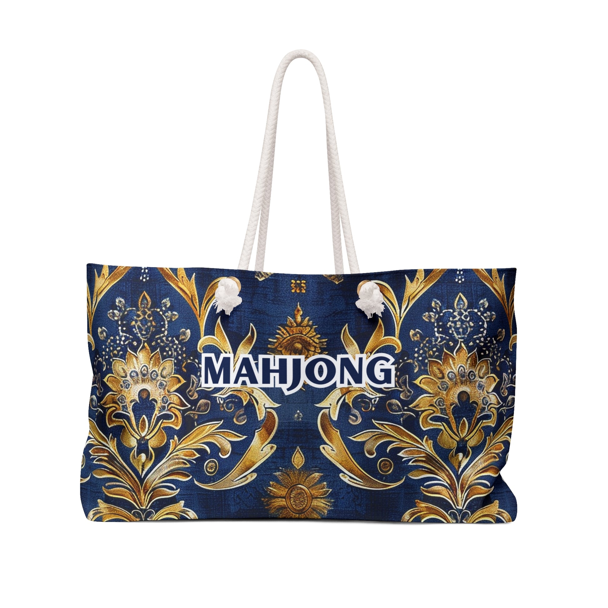 Blue and Hints of Gold Kaleidoscopic Mahjong Tote Bag