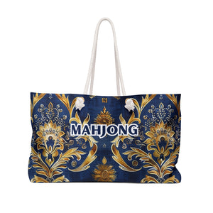 Blue and Hints of Gold Kaleidoscopic Mahjong Tote Bag