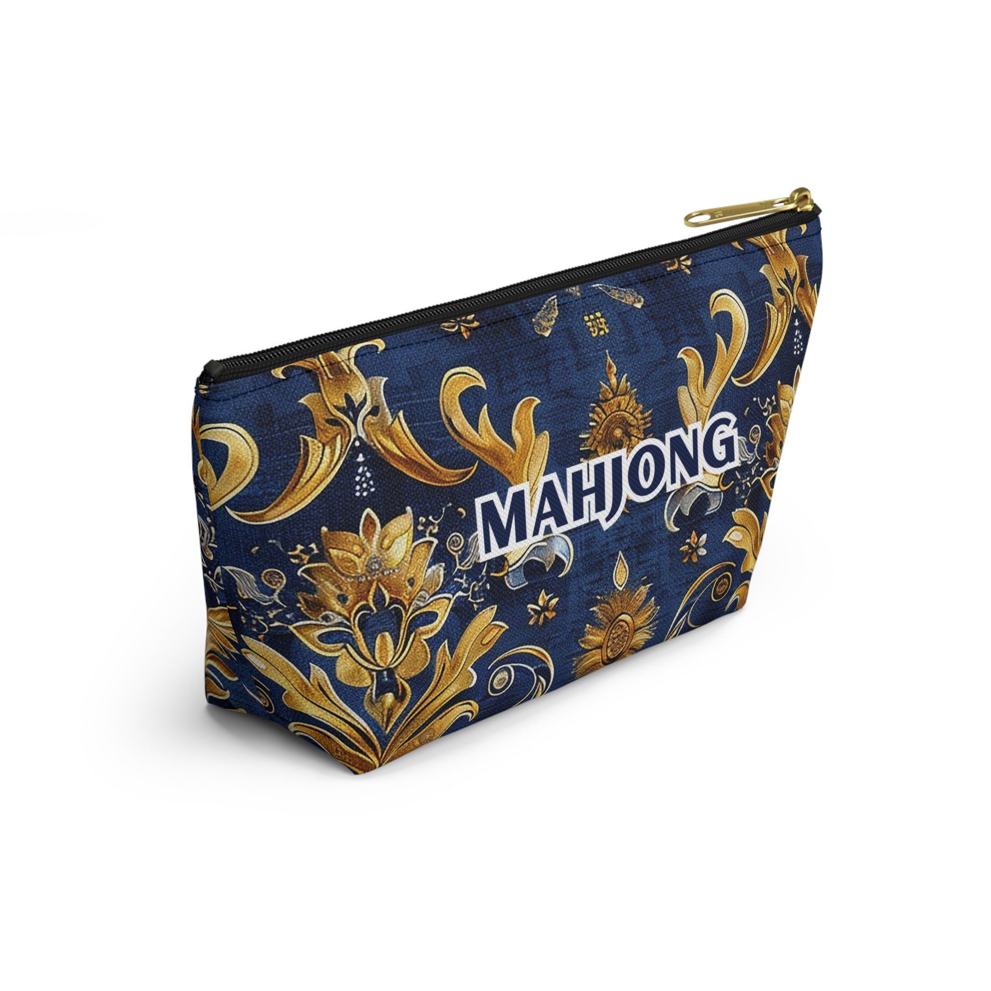 Vibrant Blue and Hints of Gold Mahjong Pouch