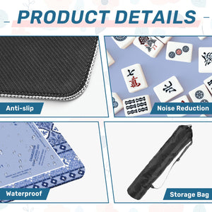 Blue Floral Mahjong Mat 30x30 - Durable Surface for Game Night Enthusiasts
