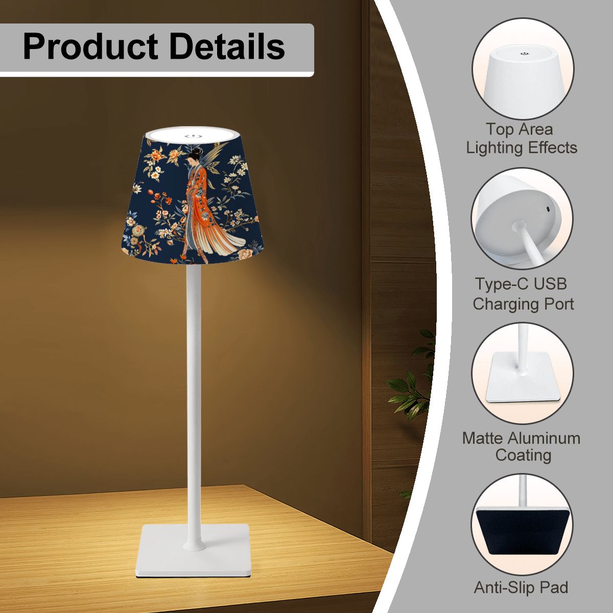 Rechargeable Asian-Inspired Accent Lamp