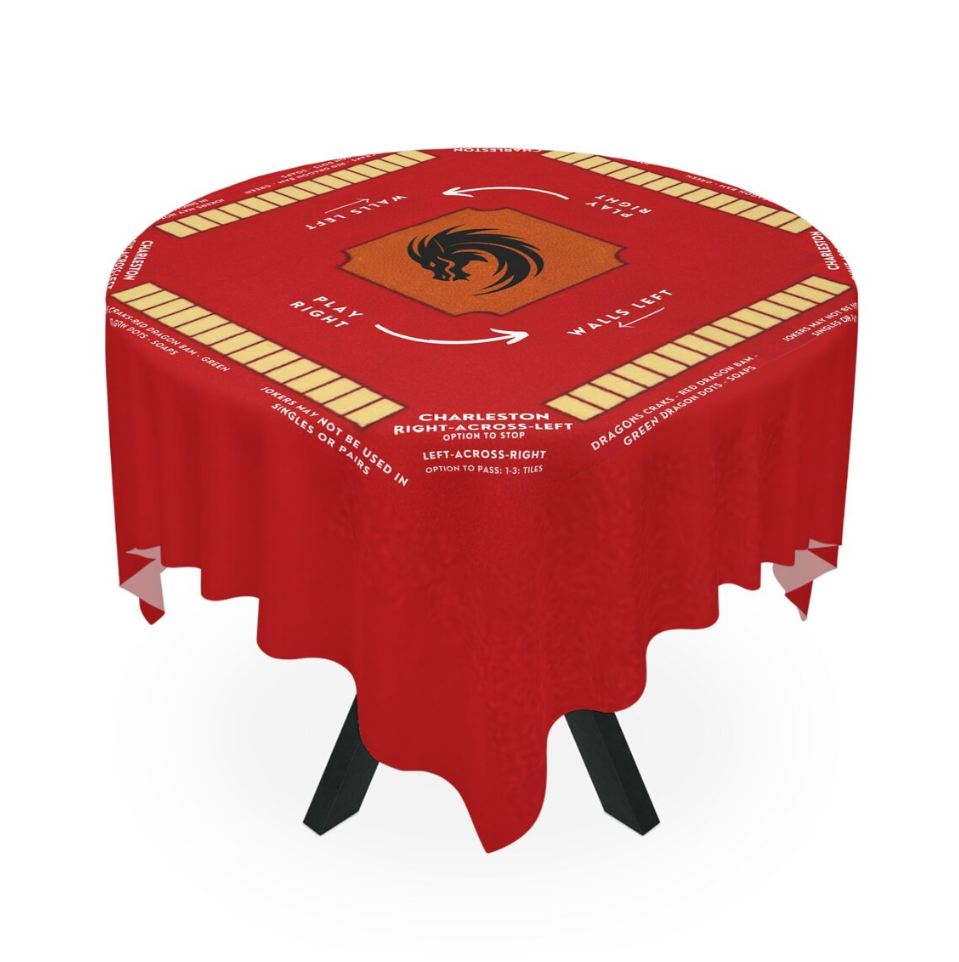 Mahjong Mat, Mahjong Rules and Instruction Tablecloth | mahjong board | 55.1 x 55.1 Size