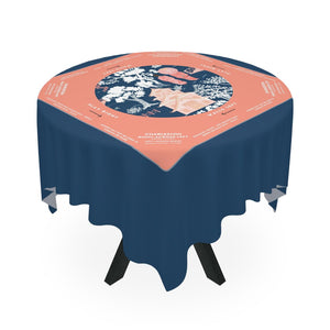 Elegant Navy and Pink Floral Mahjong Tablecloth - Perfect for Mahjong Enthusiasts, Teams, and Lovers