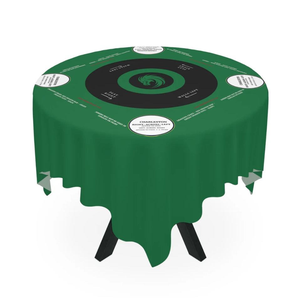 Green and Colorful Circles Mahjong Tablecloth-Handmade Table Cover for Game Nights