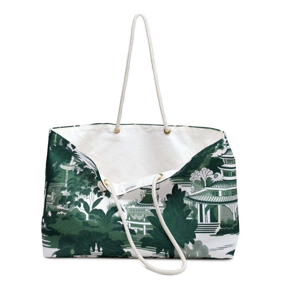 Stylish Green and White Tote Bag