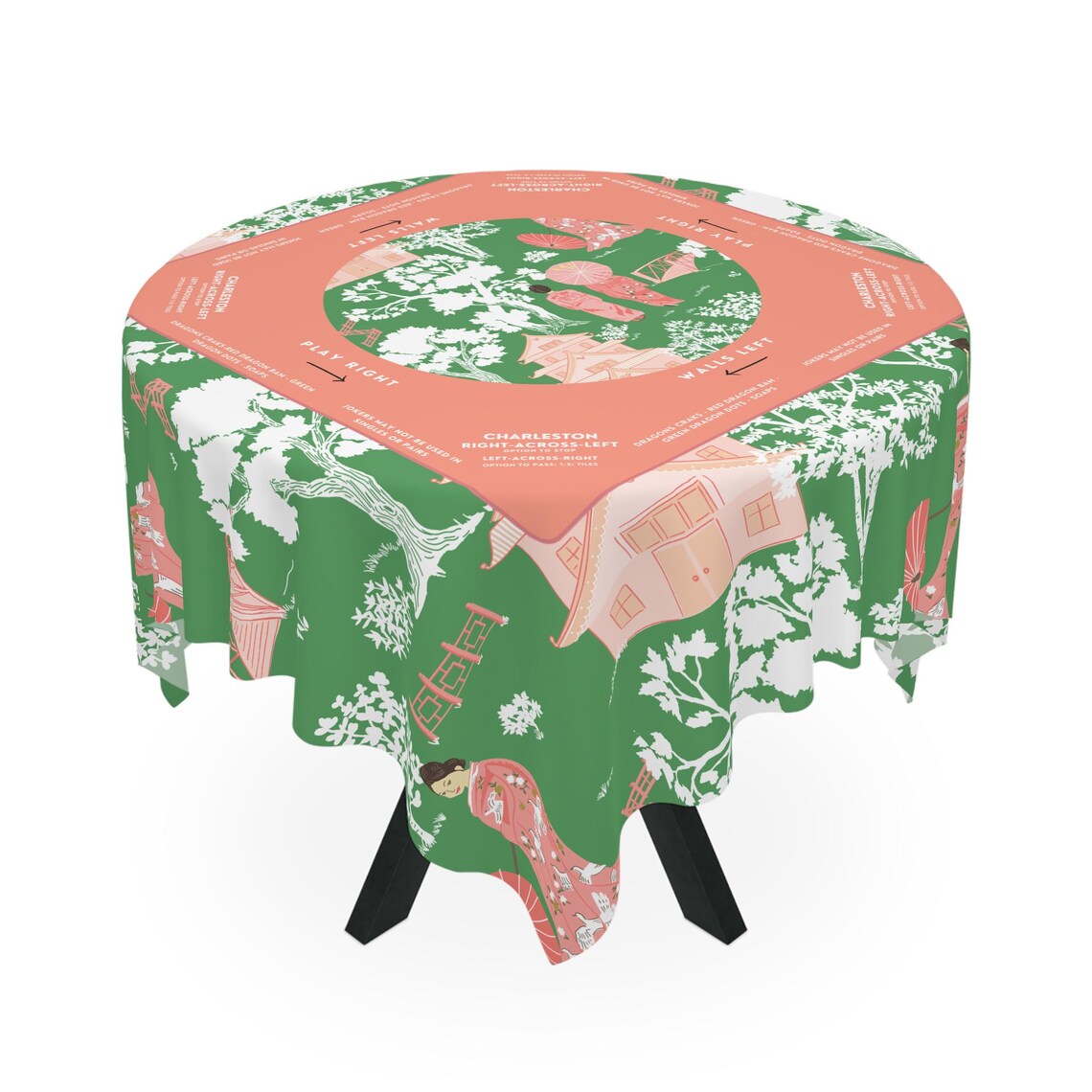 Pastel Mahjong Tablecloth with Instructions - Perfect for Mahjong Enthusiasts and Teams