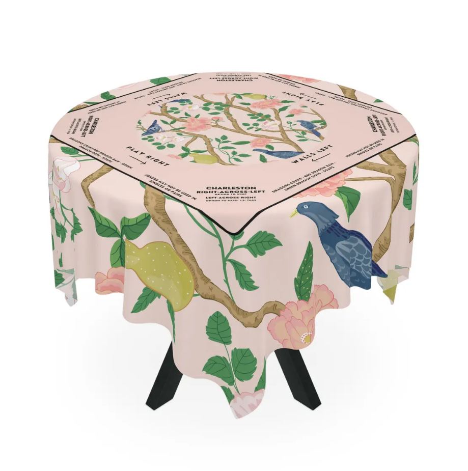 Elegant Birdie at Play Mahjong Tablecloth - Perfect for Mahjong Lovers & Enthusiasts