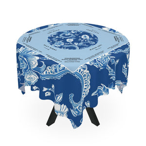 Royal Blue Mahjong Tablecloth with Rules & Directions - Perfect for Mahjong Trainers and Learners