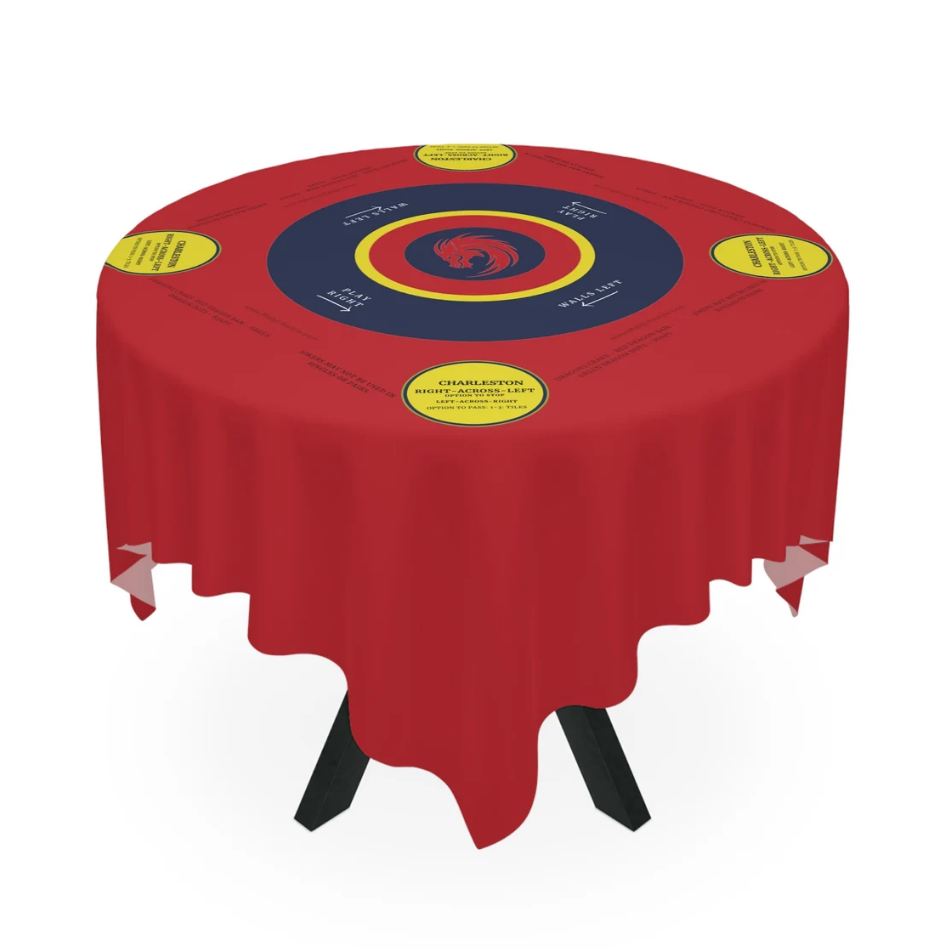 Dark Red Mahjong Game Tablecloth-Handmade Table Cover for Game Nights