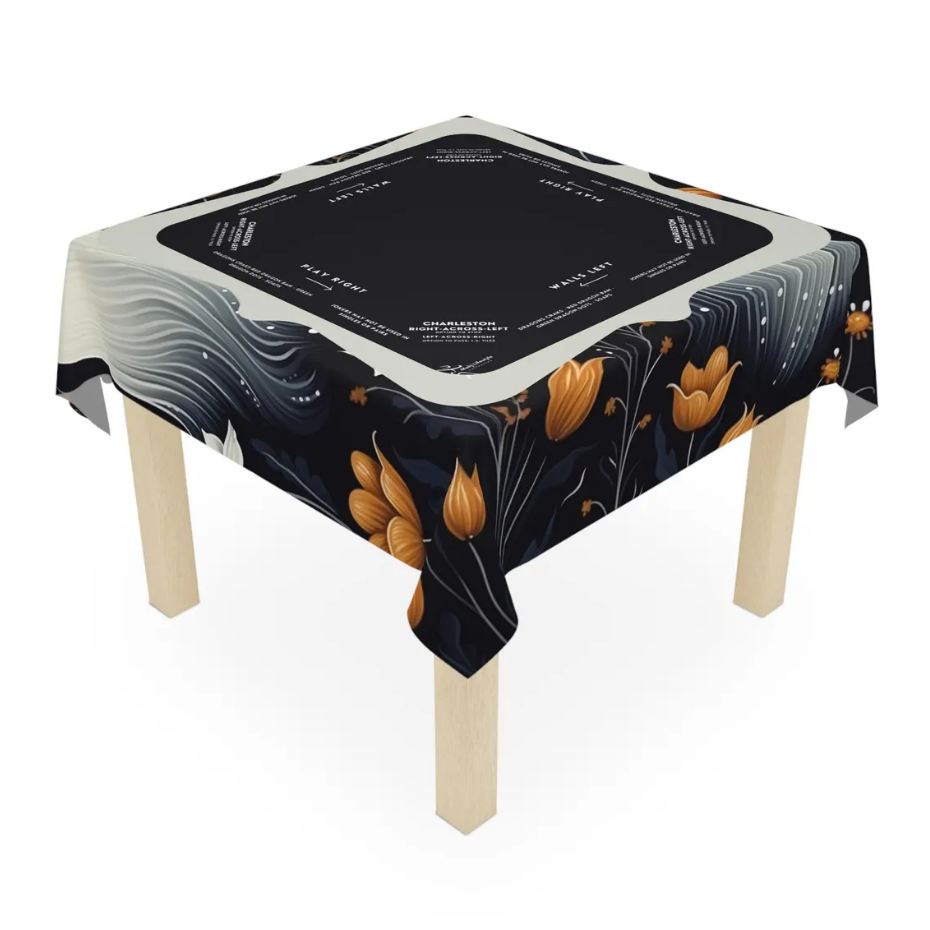 Halloween Mahjong Instructional Tablecloth - Perfect for Events, Mahjong Games, and Halloween Parties, black
