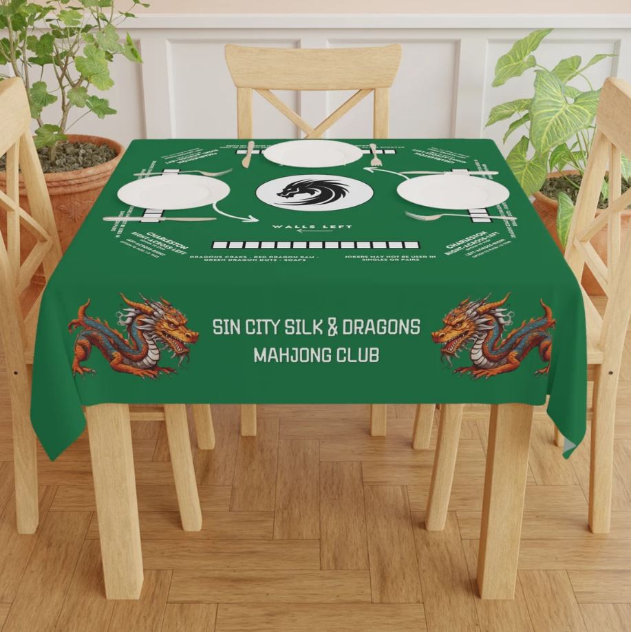 Personalized Mahjong Mat, Mahjong Rules and Instruction Tablecloth  Easy for Beginners  55.1 x 55.1 Size