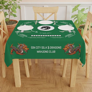 Personalized Mahjong Mat, Mahjong Rules and Instruction Tablecloth  Easy for Beginners  55.1 x 55.1 Size