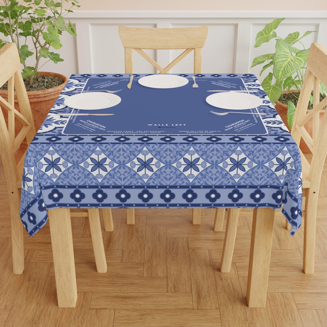 Instructions on tablecloth, easy for beginners that are new to playing Mah jong, Indian Design Mahjong Tablecloth