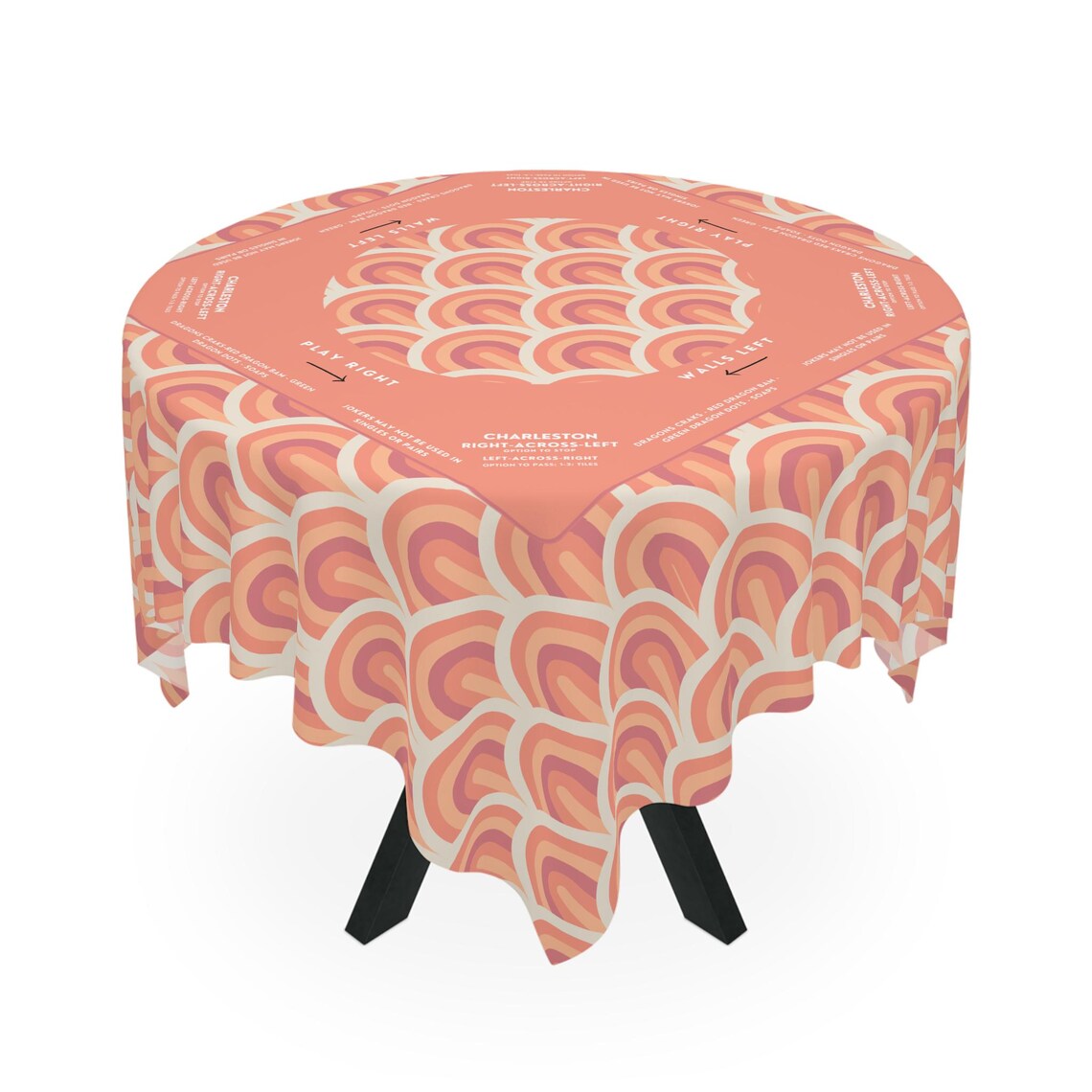 Peach Design Mahjong Tablecloth - Perfect for Mahjong Enthusiasts and Game Nights