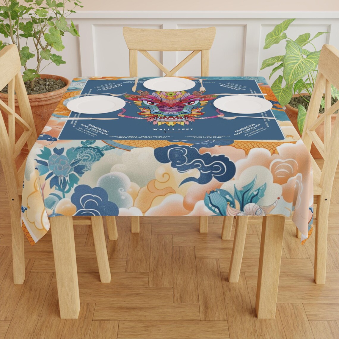 Vibrant Colorful Dragon Design Mahjong Tablecloth - Perfect for Mahjong Lovers & Teams
