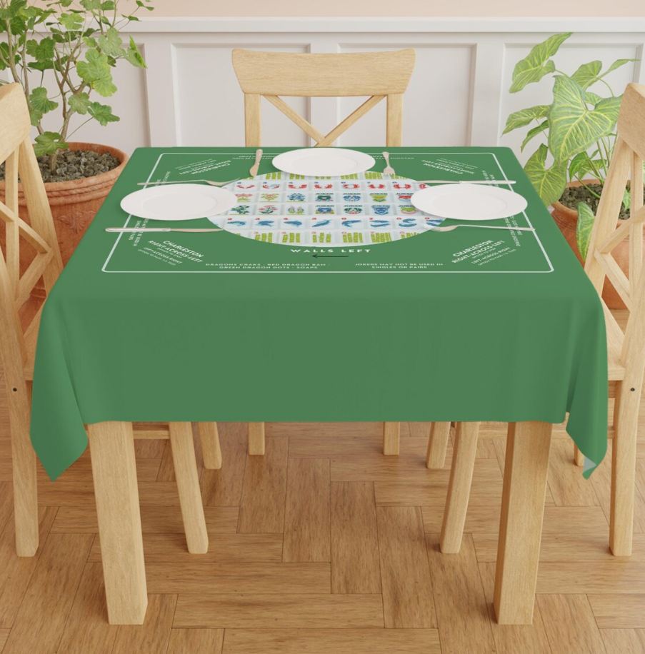 Unique Green Mahjong Tablecloth - Perfect for Mahjong Enthusiasts, Teams, and Lovers - High-Quality Fabric