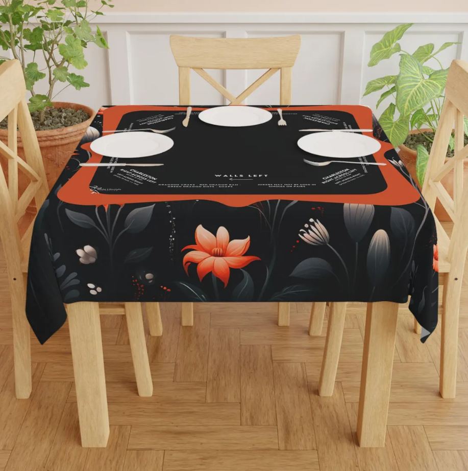 Halloween Mahjong Instructional Tablecloth - Perfect for Events, Mahjong Games, and Halloween Parties
