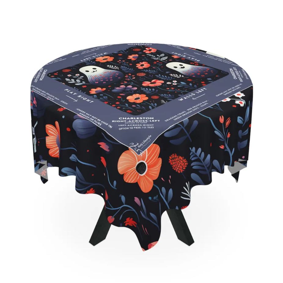 Halloween Mahjong Instructional Tablecloth - Perfect for Events, Mahjong Games, and Halloween Parties, 3