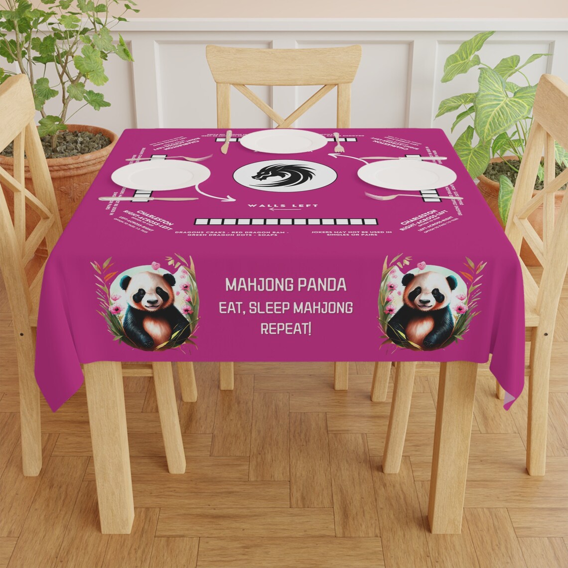 Customizable Panda Mahjong Tablecloth Easy-to-Read Instructions