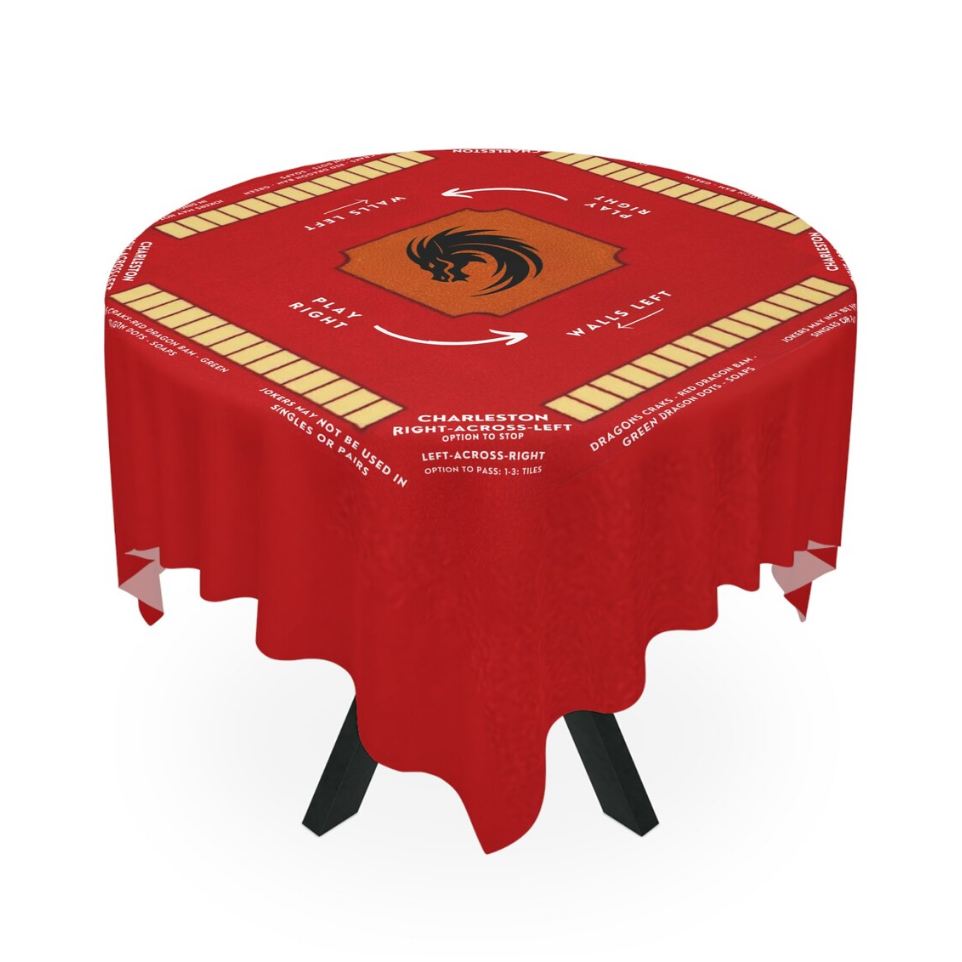 Mahjong with Rules and Instruction Tablecloth | Easy for Beginners | 55.1 x 55.1 Size