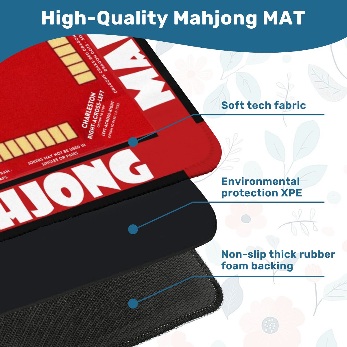 Bold Red Mahjong Mat 31.5 x 31.5 - For Enhancing Game Night Experience