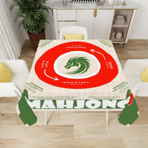Mahjong Statement Tablecloth | Red, Green & White Graphic Design