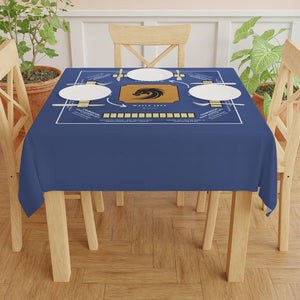 Blue/Gold Mahjong Tablecloth-easy-to-follow mah-jong tablecloth