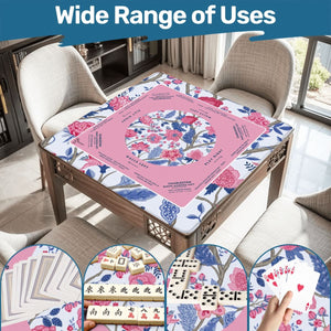 Pink Floral Mahjong Mat with Storage Case