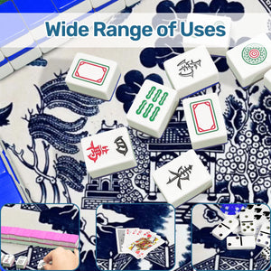 Navy Chinoiserie Mahjong Mat 31.5 x 31.5 - Essential for Mahjong Enthusiasts