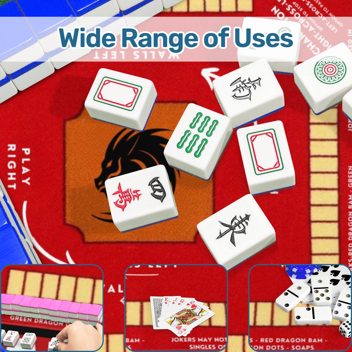 Bold Red Mahjong Mat 31.5 x 31.5 - For Enhancing Game Night Experience