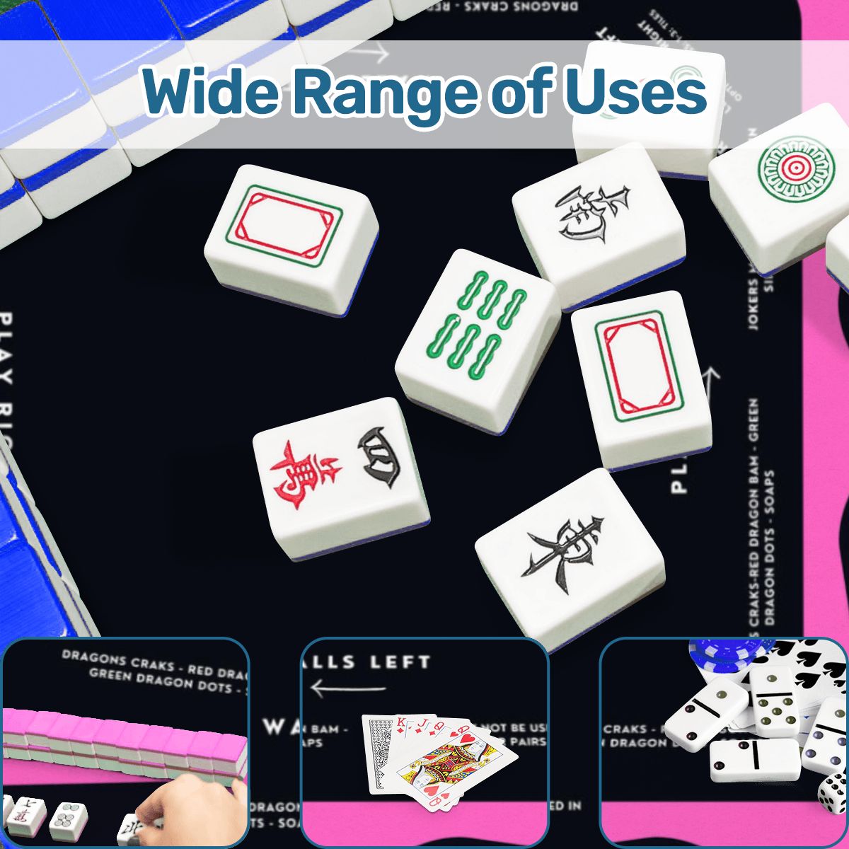 Mahjong mat pink and black color  31.5"x31.5