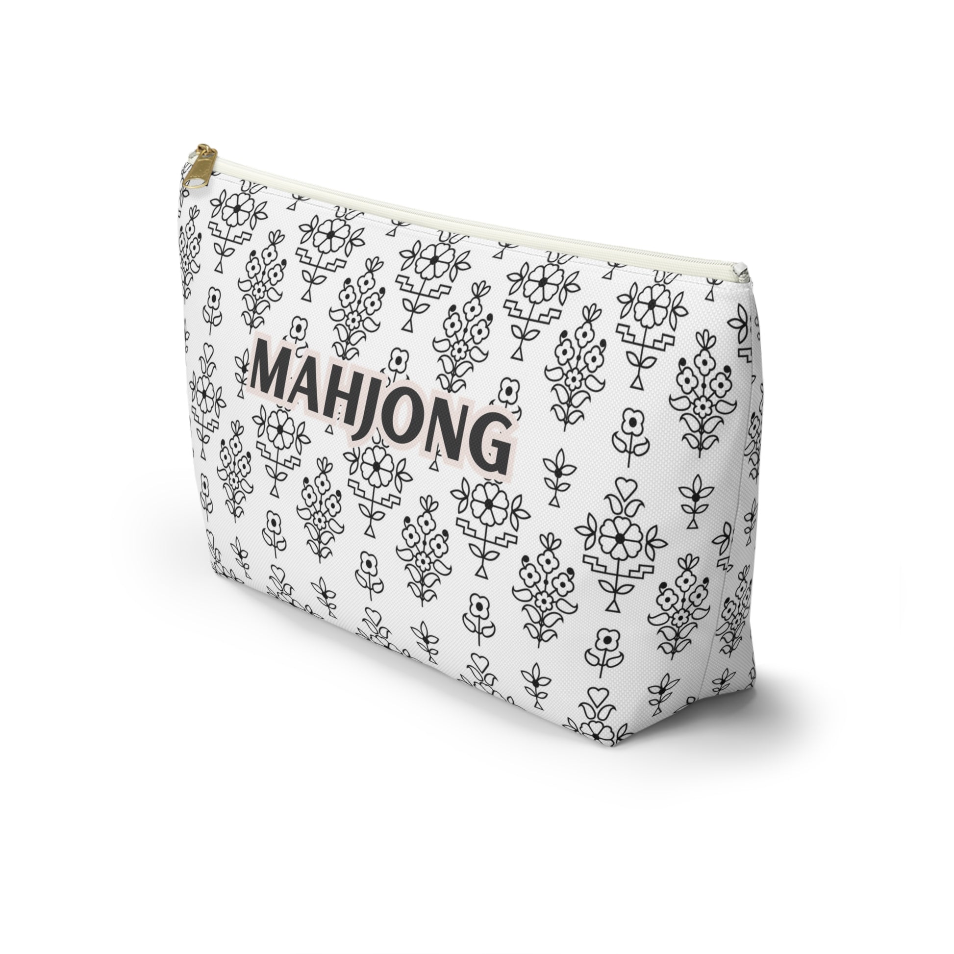Effortlessly Chic White Mahjong Pouch for Essentials