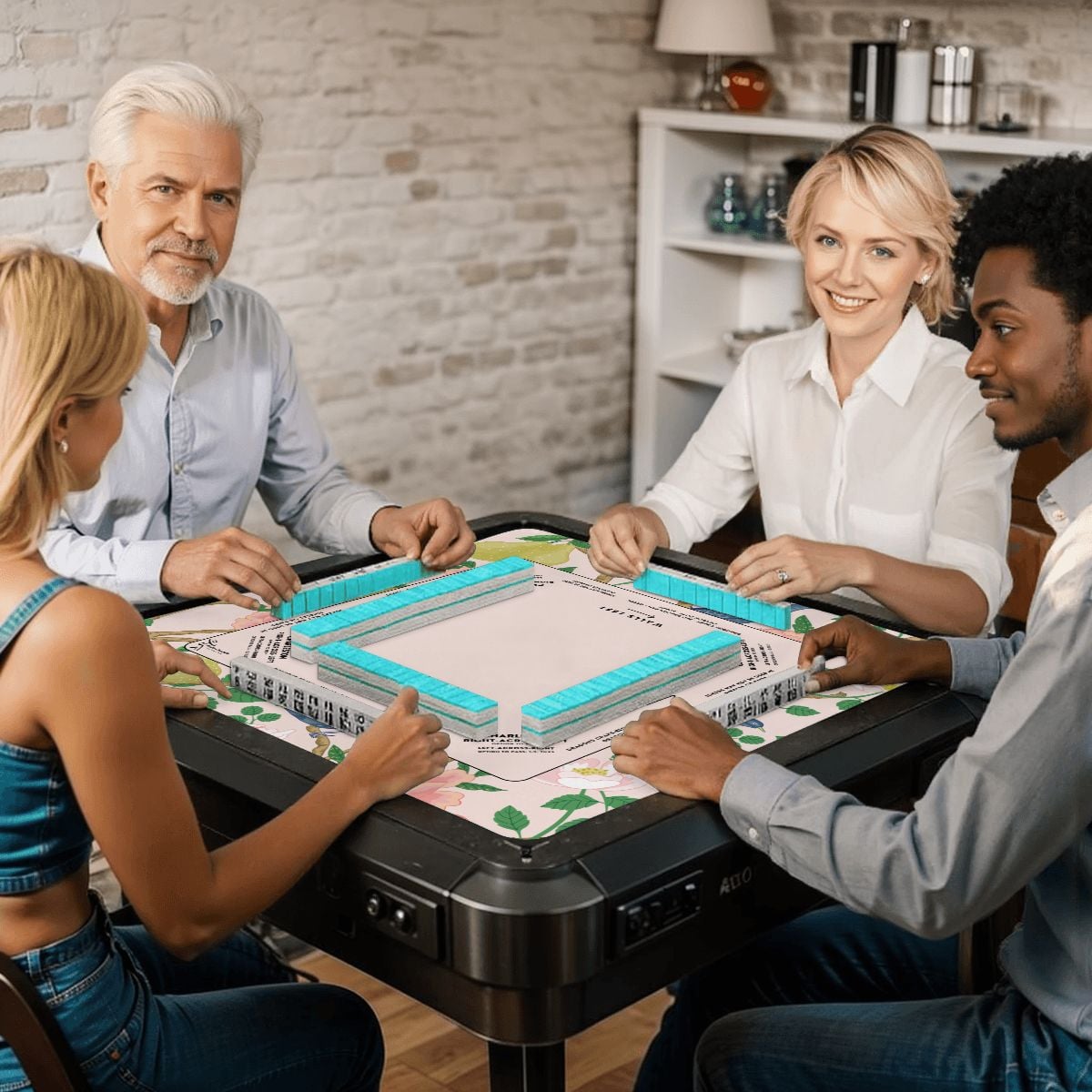 Blue Bird Mahjong Mat with Storage Case