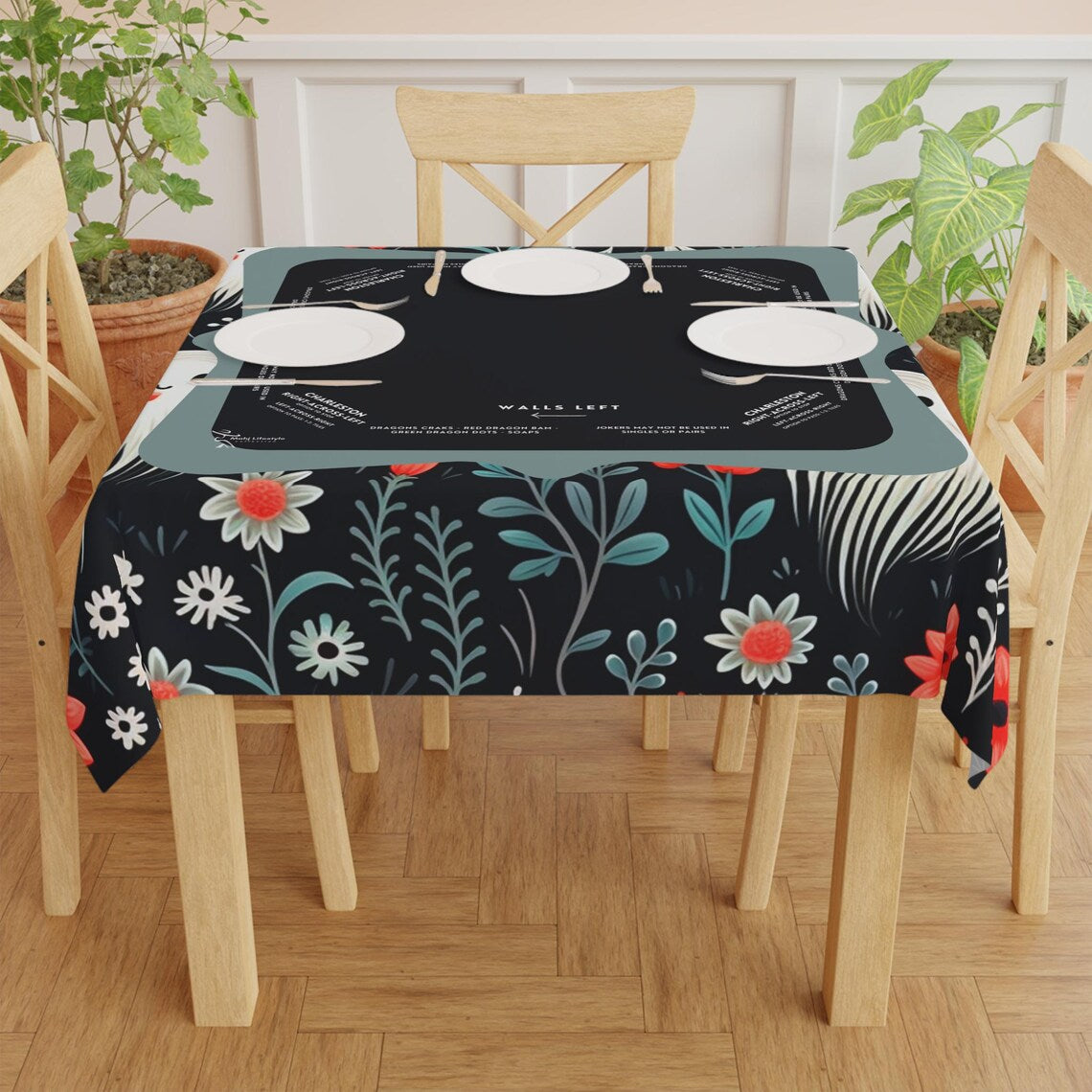 Halloween Mahjong Instructional Tablecloth - Perfect for Events, Mahjong Games, and Halloween Parties