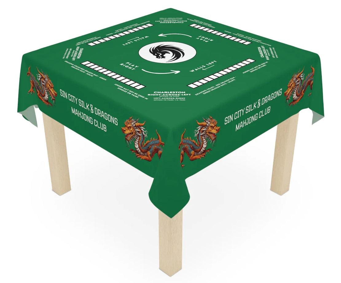 Personalized Mahjong Mat, Mahjong Rules and Instruction Tablecloth  Easy for Beginners  55.1 x 55.1 Size