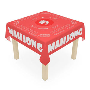 Mahjong with Rules, tablecloth Salmon Orange color to match your tiles, Instructions on tablecloth, easy for beginner to follow along
