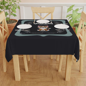 Cute Kitten Blue Rim Mahjong Tablecloth with Instructions - Perfect for Mahjong Lovers
